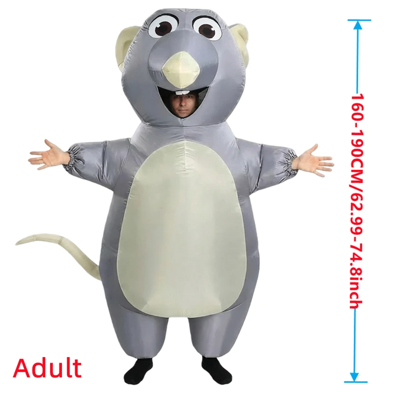 大人も子供も楽しめる、空気で膨らませるグレーのネズミのコスチ - Party Games For Adults And Kids のレビューと価格